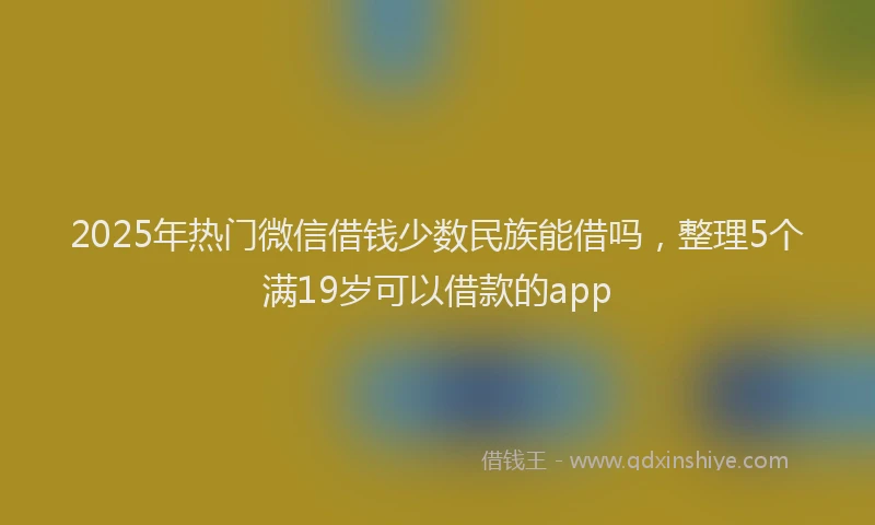 2025年热门微信借钱少数民族能借吗，整理5个满19岁可以借款的app