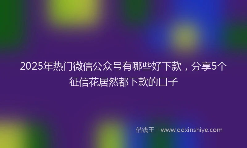 2025年热门微信公众号有哪些好下款，分享5个征信花居然都下款的口子