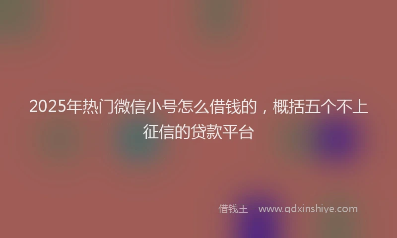 2025年热门微信小号怎么借钱的，概括五个不上征信的贷款平台