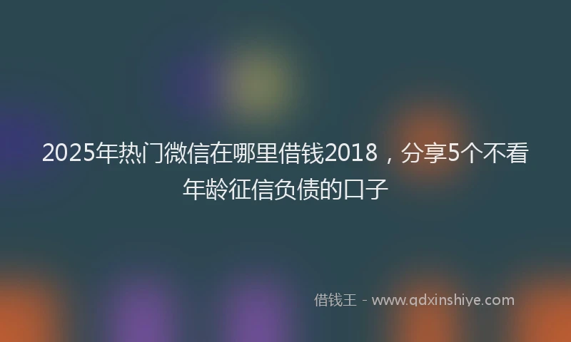 2025年热门微信在哪里借钱2018，分享5个不看年龄征信负债的口子