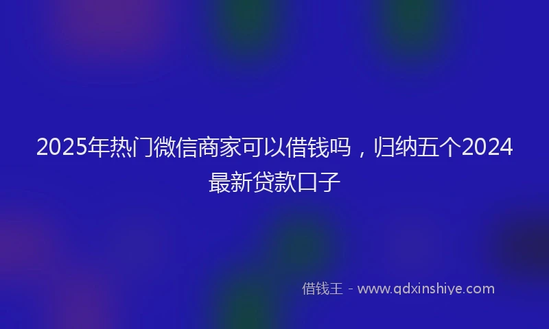 2025年热门微信商家可以借钱吗，归纳五个2024最新贷款口子