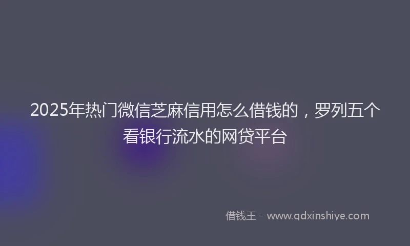 2025年热门微信芝麻信用怎么借钱的，罗列五个看银行流水的网贷平台