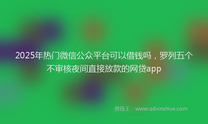 2025年热门微信公众平台可以借钱吗，罗列五个不审核夜间直接放款的网贷app