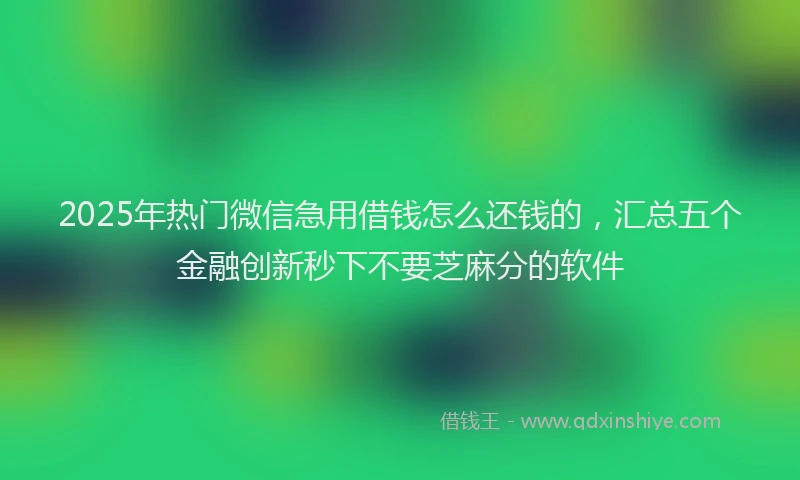 2025年热门微信急用借钱怎么还钱的，汇总五个金融创新秒下不要芝麻分的软件