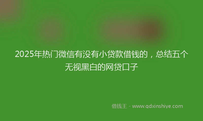 2025年热门微信有没有小贷款借钱的，总结五个无视黑白的网贷口子