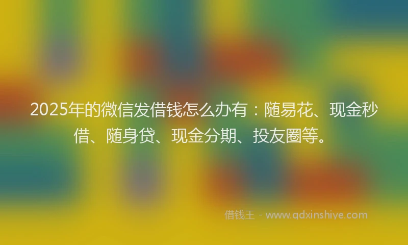 2025年的微信发借钱怎么办有：随易花、现金秒借、随身贷、现金分期、投友圈等。