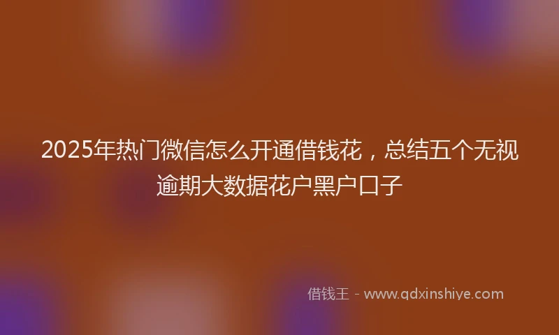 2025年热门微信怎么开通借钱花，总结五个无视逾期大数据花户黑户口子