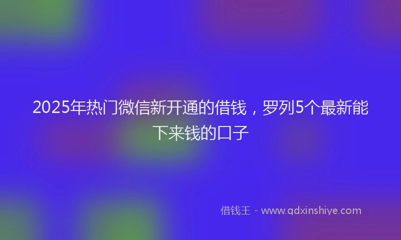 2025年热门微信新开通的借钱，罗列5个最新能下来钱的口子