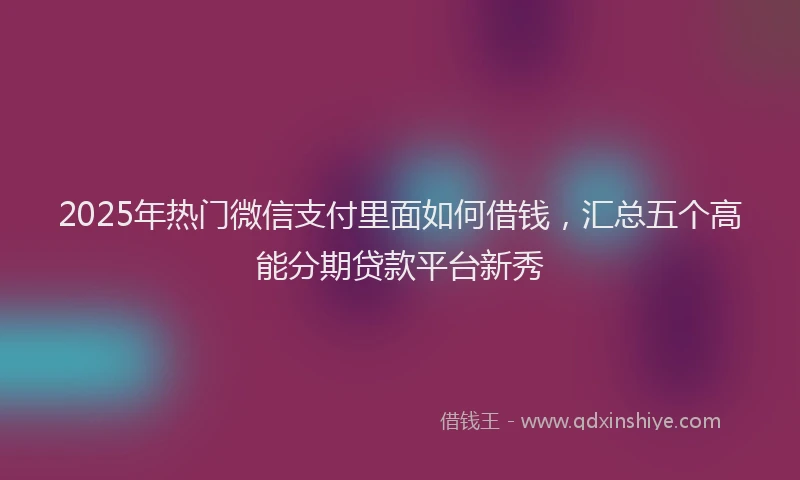 2025年热门微信支付里面如何借钱，汇总五个高能分期贷款平台新秀