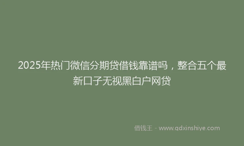 2025年热门微信分期贷借钱靠谱吗，整合五个最新口子无视黑白户网贷