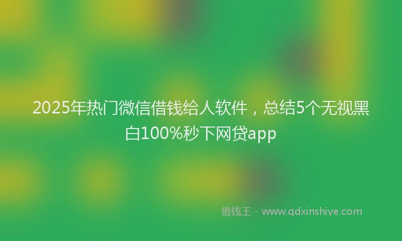 2025年热门微信借钱给人软件，总结5个无视黑白100%秒下网贷app