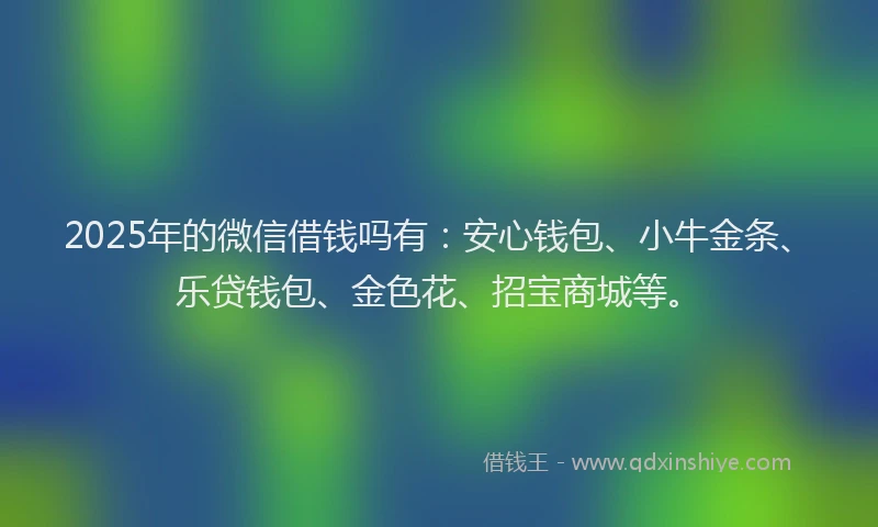2025年的微信借钱吗有：安心钱包、小牛金条、乐贷钱包、金色花、招宝商城等。