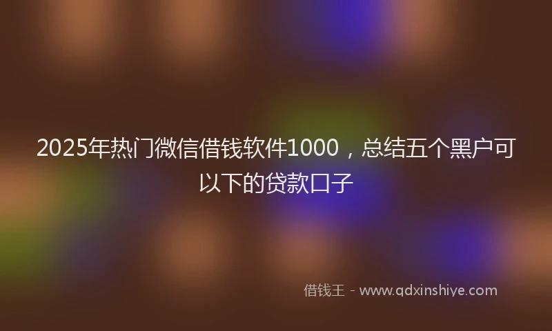 2025年热门微信借钱软件1000，总结五个黑户可以下的贷款口子