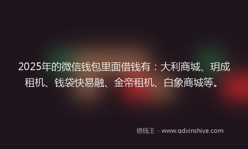 2025年的微信钱包里面借钱有：大利商城、玥成租机、钱袋快易融、金帝租机、白象商城等。