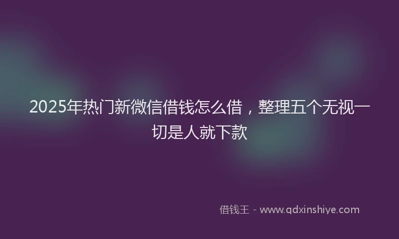 2025年热门新微信借钱怎么借，整理五个无视一切是人就下款