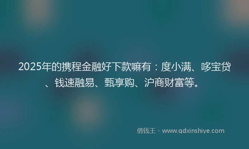 2025年的携程金融好下款嘛有：度小满、哆宝贷、钱速融易、甄享购、沪商财富等。