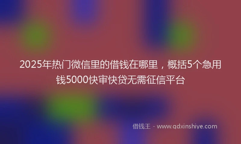 2025年热门微信里的借钱在哪里，概括5个急用钱5000快审快贷无需征信平台