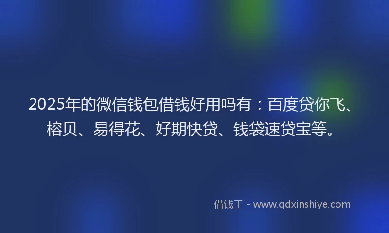 2025年的微信钱包借钱好用吗有：百度贷你飞、榕贝、易得花、好期快贷、钱袋速贷宝等。