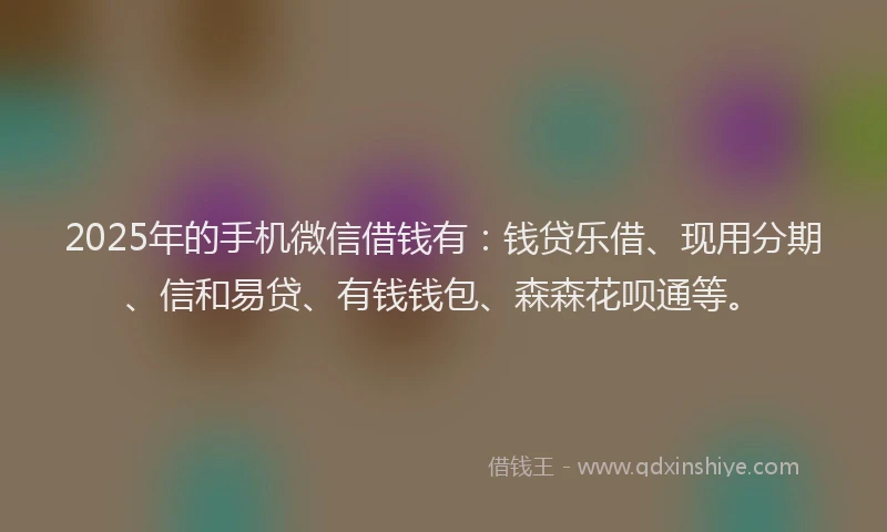 2025年的手机微信借钱有：钱贷乐借、现用分期、信和易贷、有钱钱包、森森花呗通等。
