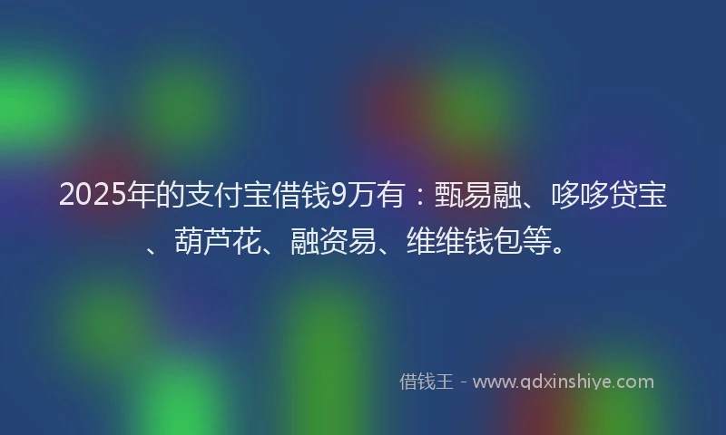 2025年的支付宝借钱9万有：甄易融、哆哆贷宝、葫芦花、融资易、维维钱包等。