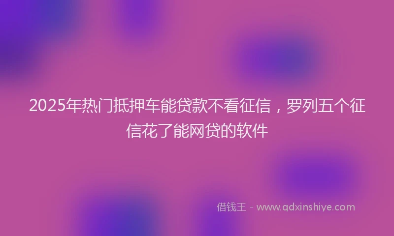 2025年热门抵押车能贷款不看征信，罗列五个征信花了能网贷的软件