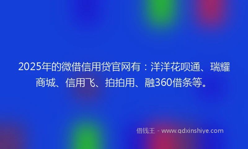 2025年的微借信用贷官网有：洋洋花呗通、瑞耀商城、信用飞、拍拍用、融360借条等。