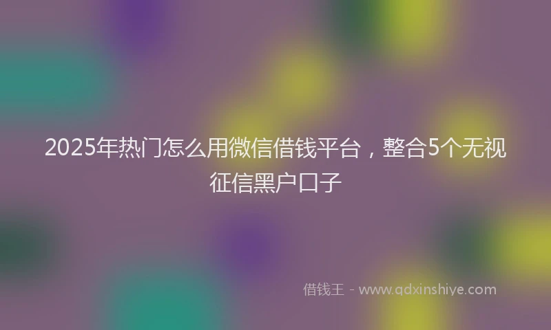 2025年热门怎么用微信借钱平台，整合5个无视征信黑户口子