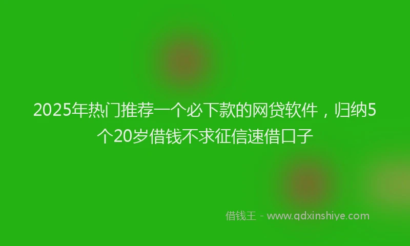 2025年热门推荐一个必下款的网贷软件，归纳5个20岁借钱不求征信速借口子