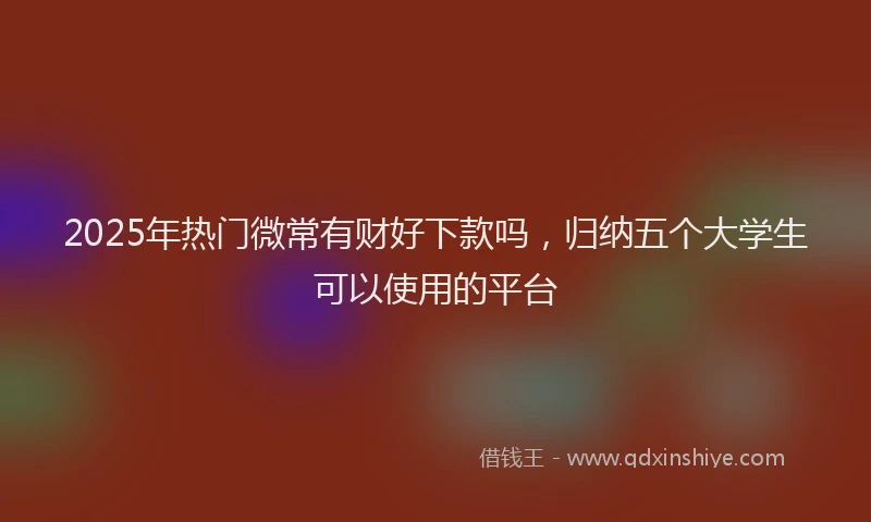 2025年热门微常有财好下款吗，归纳五个大学生可以使用的平台