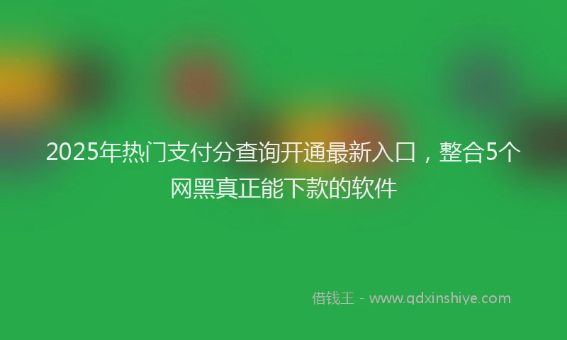 2025年热门支付分查询开通最新入口，整合5个网黑真正能下款的软件
