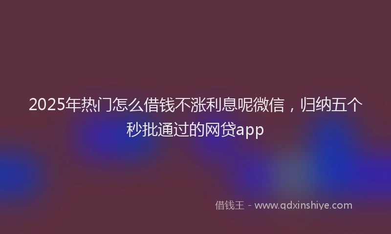 2025年热门怎么借钱不涨利息呢微信，归纳五个秒批通过的网贷app