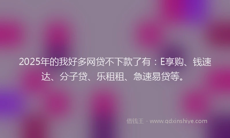 2025年的我好多网贷不下款了有：E享购、钱速达、分子贷、乐租租、急速易贷等。