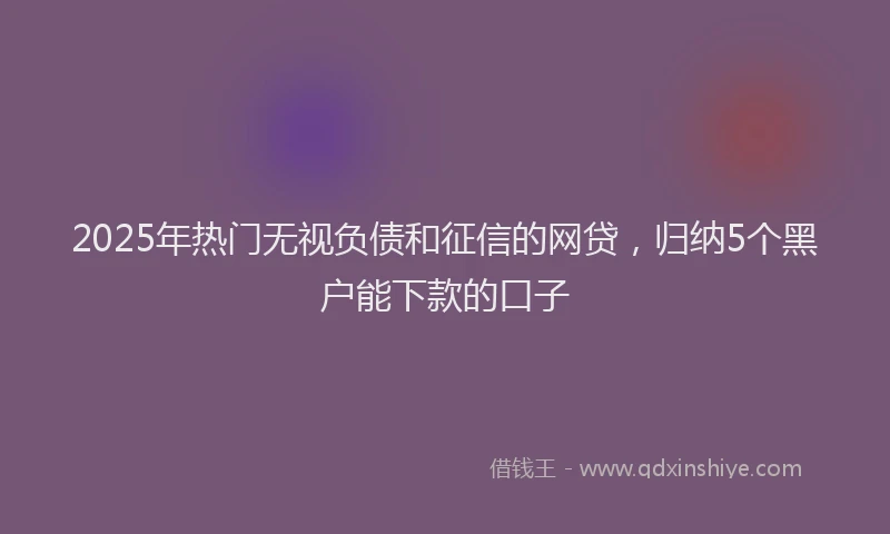 2025年热门无视负债和征信的网贷，归纳5个黑户能下款的口子