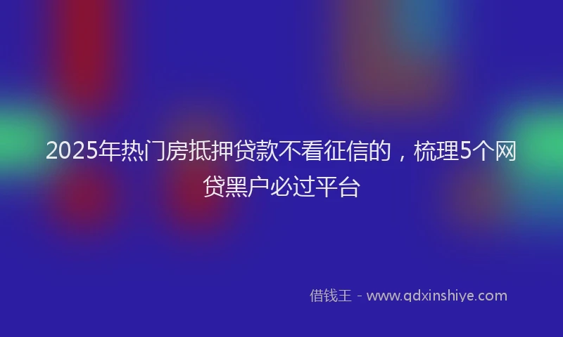 2025年热门房抵押贷款不看征信的，梳理5个网贷黑户必过平台