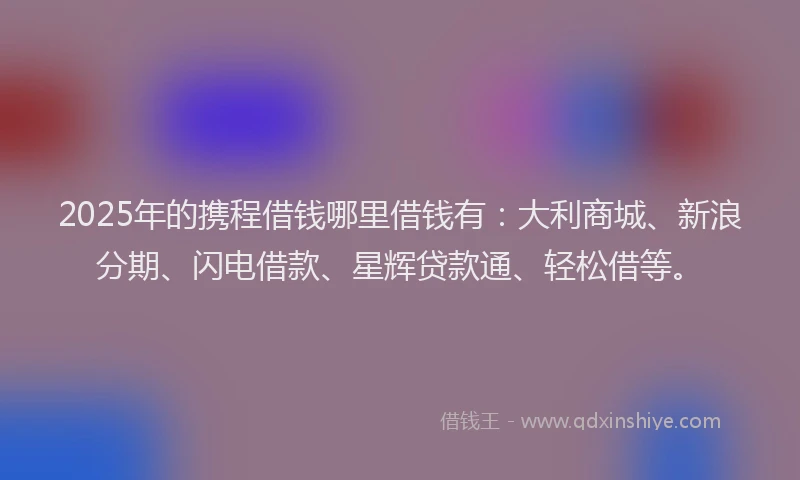 2025年的携程借钱哪里借钱有：大利商城、新浪分期、闪电借款、星辉贷款通、轻松借等。