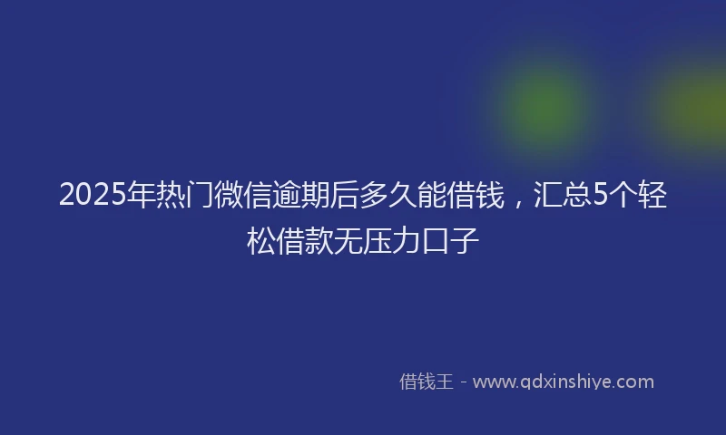2025年热门微信逾期后多久能借钱，汇总5个轻松借款无压力口子
