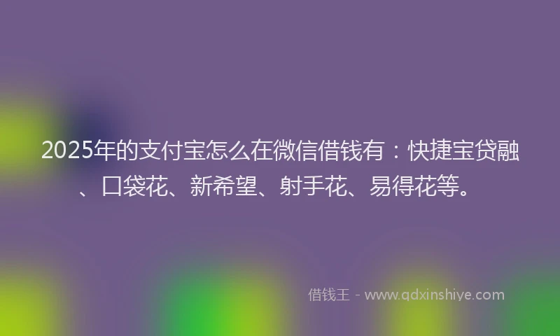2025年的支付宝怎么在微信借钱有：快捷宝贷融、口袋花、新希望、射手花、易得花等。