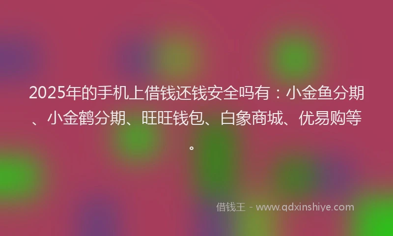 2025年的手机上借钱还钱安全吗有：小金鱼分期、小金鹤分期、旺旺钱包、白象商城、优易购等。