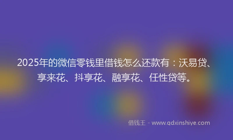 2025年的微信零钱里借钱怎么还款有：沃易贷、享来花、抖享花、融享花、任性贷等。