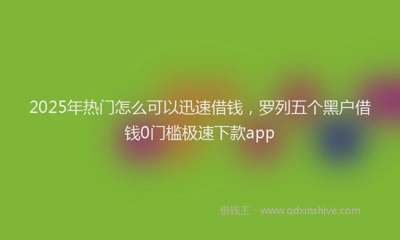 2025年热门怎么可以迅速借钱，罗列五个黑户借钱0门槛极速下款app