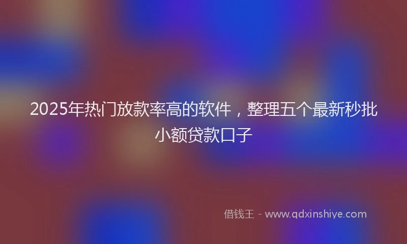 2025年热门放款率高的软件，整理五个最新秒批小额贷款口子