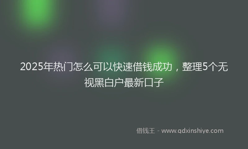 2025年热门怎么可以快速借钱成功，整理5个无视黑白户最新口子