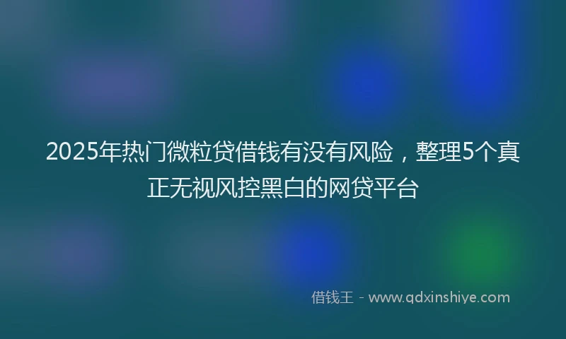 2025年热门微粒贷借钱有没有风险，整理5个真正无视风控黑白的网贷平台