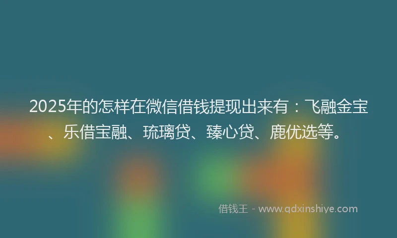2025年的怎样在微信借钱提现出来有：飞融金宝、乐借宝融、琉璃贷、臻心贷、鹿优选等。