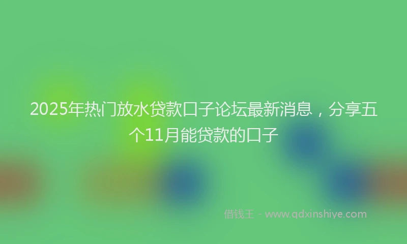 2025年热门放水贷款口子论坛最新消息，分享五个11月能贷款的口子