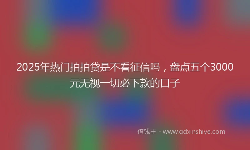 2025年热门拍拍贷是不看征信吗，盘点五个3000元无视一切必下款的口子