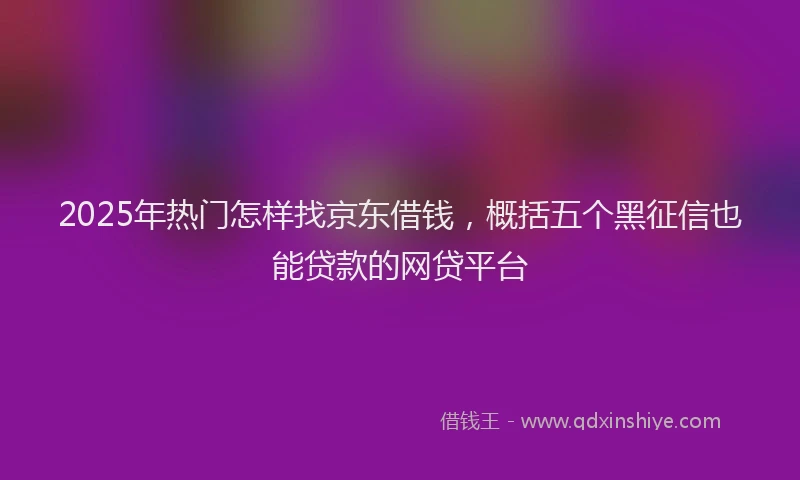 2025年热门怎样找京东借钱，概括五个黑征信也能贷款的网贷平台