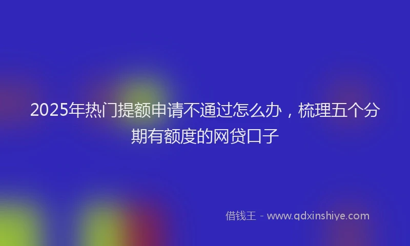 2025年热门提额申请不通过怎么办，梳理五个分期有额度的网贷口子