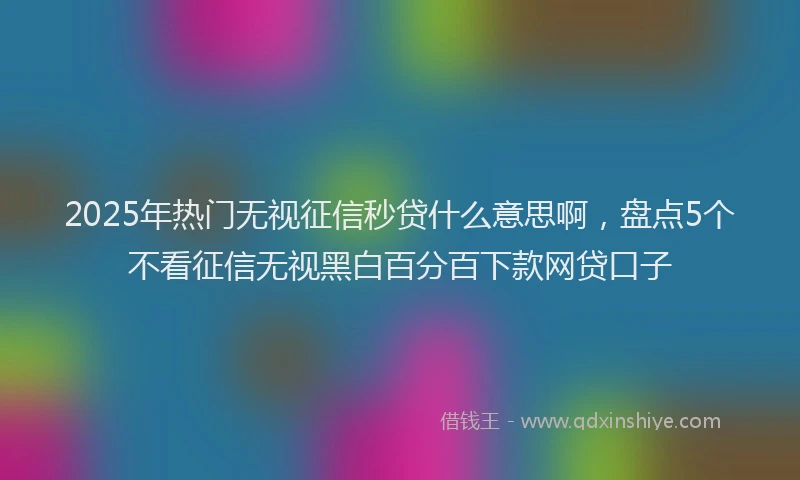 2025年热门无视征信秒贷什么意思啊，盘点5个不看征信无视黑白百分百下款网贷口子