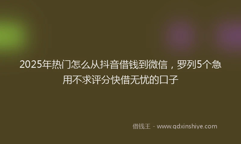 2025年热门怎么从抖音借钱到微信，罗列5个急用不求评分快借无忧的口子